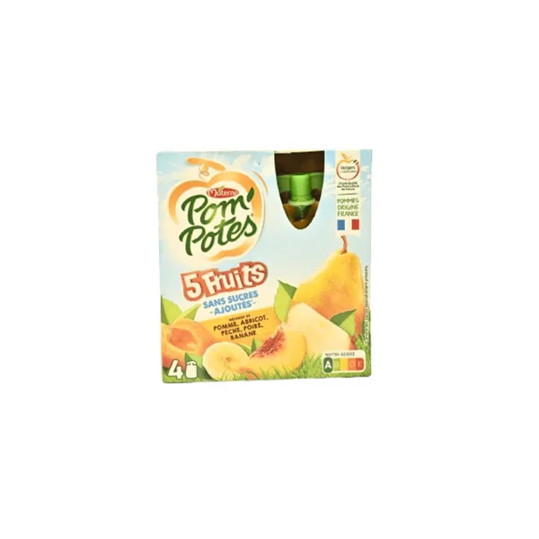 Gourdes 5 fruits pomme abricot pêche poire banane sans sucres ajoutés Pom'Potes