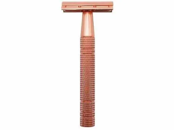 Rasoir de Sûreté Zéro Déchet Or Rose + 10 Lames – Unisexe & Réutilisable