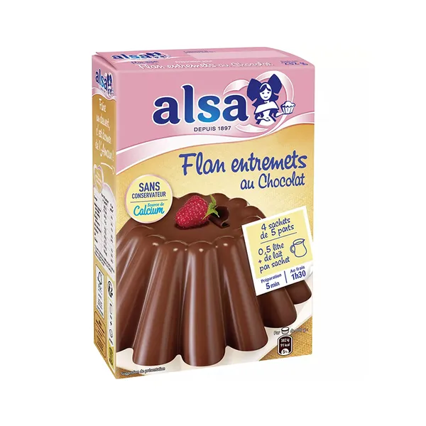 ALSA Préparation flan entremets au chocolat 4 sachets de 5 parts 232g