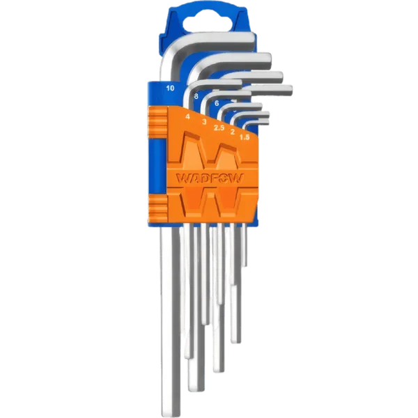 Jeu de 9 Clés Hexagonales Longues en Chrome (1.5 à 10mm) - WADFOW