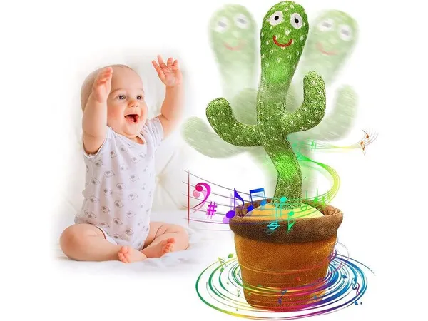 Cactus Dansant Interactif Jouet Éducatif Musical Pour Enfants Réglage Volume Répétition Enregistrement Messages Lumineux