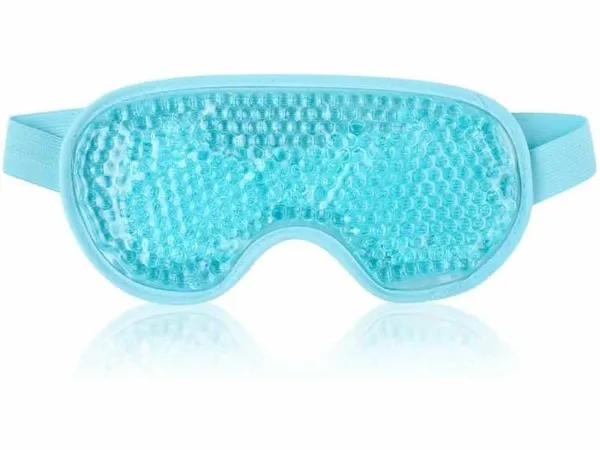 Masque Yeux Gel Froid Réutilisable avec Dos en Peluche - Thérapie Chaud (Bleu)