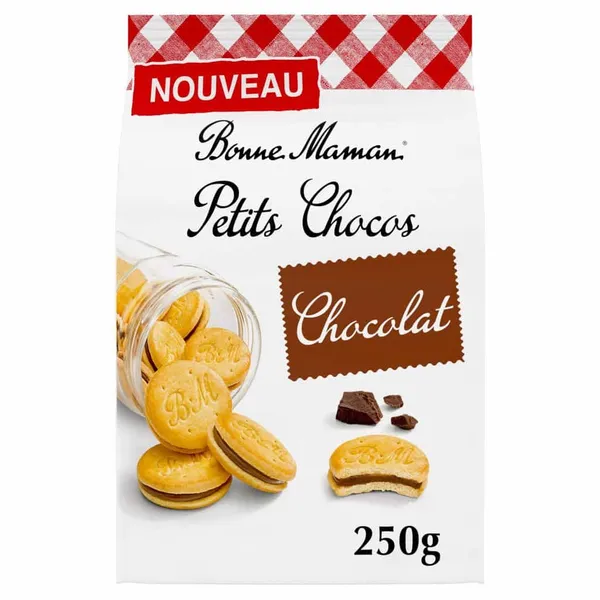 BONNE MAMAN - Petits chocos biscuits fourrés au chocolat - 250G