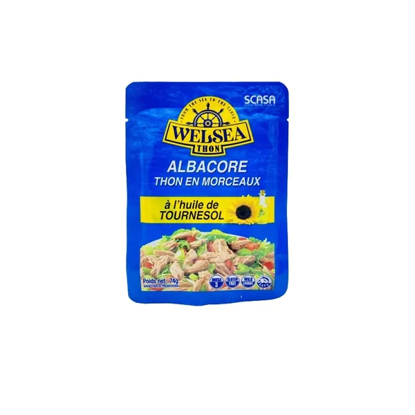 Welsea thon pâle à l'huile de tournesol en morceaux sachet 74 g