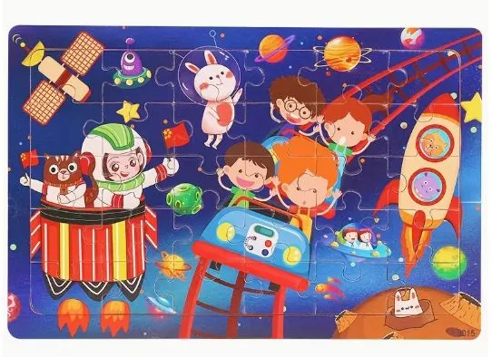 Lot de 30 puzzles en bois pour enfants exploration de l'espace