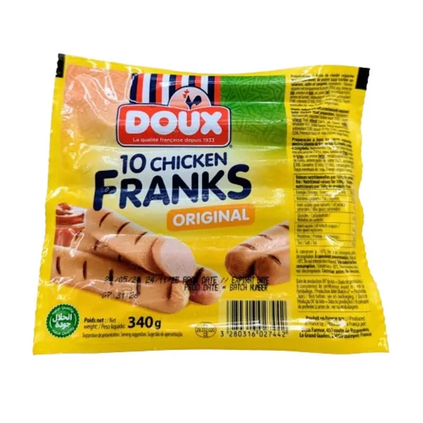 Doux 10 saucisses poulet original 340g