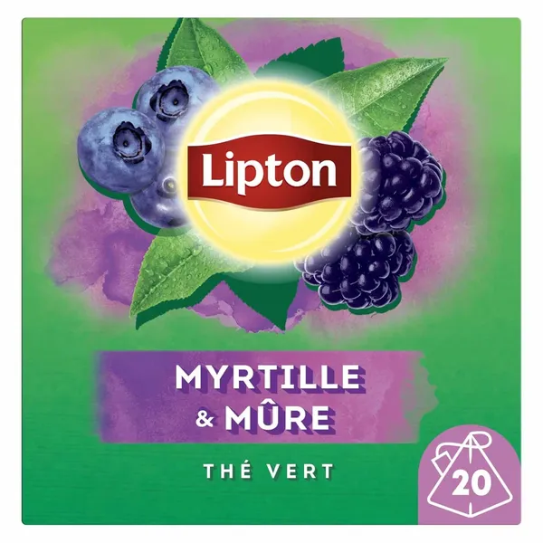 LIPTON-Thé vert myrtille & mure 20 sachets