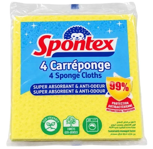 Éponges Carréponge super absorbantes bande anti-odeur Spontex x4