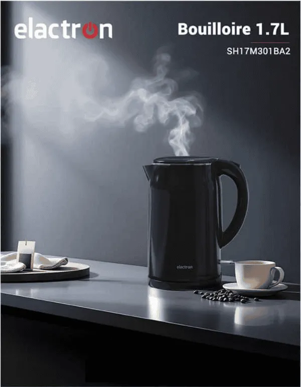 BOUILLOIRE ELECTRIQUE ELACTRON NOIR MATE AVEC JAUGE 1.7 LITRES