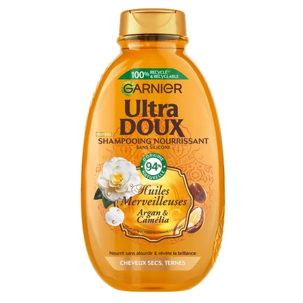 Shampoing Nourrissant Argan & Camélia – Ultra Doux (Garnier)