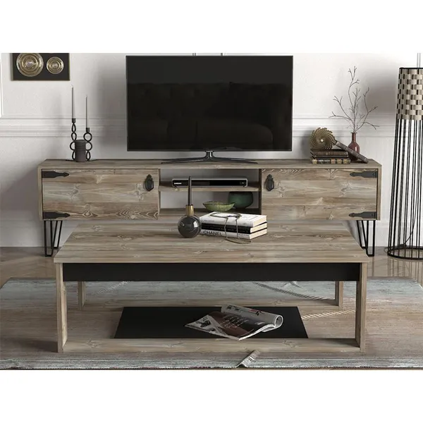 Table Téléviseur Exclusive Costa Unit Maron T907/TABLE Basse B907 (3CARTONS)