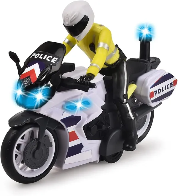 Moto De Police Yamaha Dickie SOS Son Et Lumières Avec Figurine Motard Incluse Piles Incluses Dès 3 Ans
