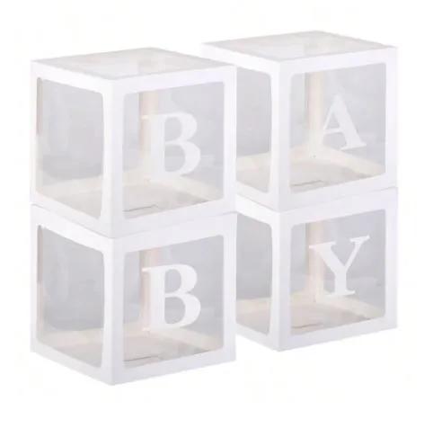 Boîtes de ballons blancs, avec lettres  baby