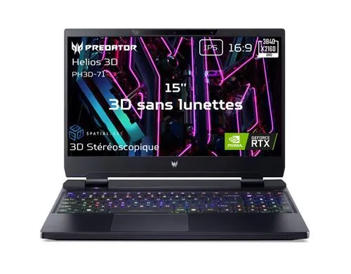 Acer - PC Portable Gaming Acer Predator Helios 3D 15 SpatialLabs Edition PH3D15-71-93F4 15.6 Intel Core i9 32 Go RAM 1 To SSD Noir