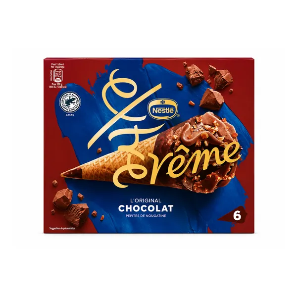 Extrême - L'original Chocolat aux Pepites de Nougatine - 6 cônes - 426 g