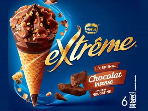 EXTRÊME - Glace cône au chocolat intense avec des pépites de nougatine X6 - 426g
