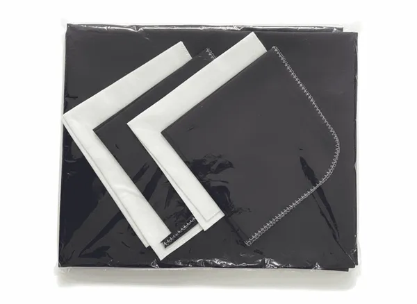 Ensemble Nappe de Table et 4 Torchons - NOIR et BLANC