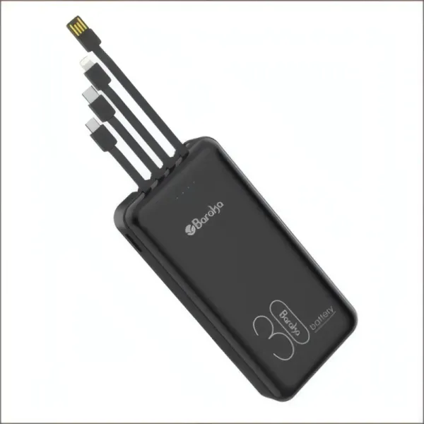 Power Bank Baraka BRK-PB06 30000mAh Noir avec Câbles Type-C et USB