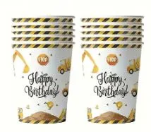Gobelets en papier – Thème construction jaune (20 pièces)