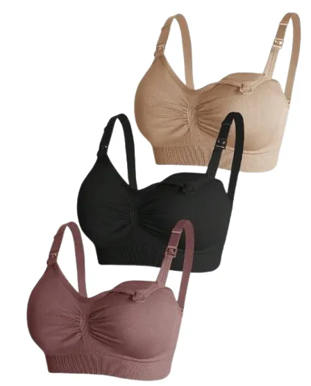 Soutiens-Gorge Allaitement Maternité en Nylon – Lot de 3