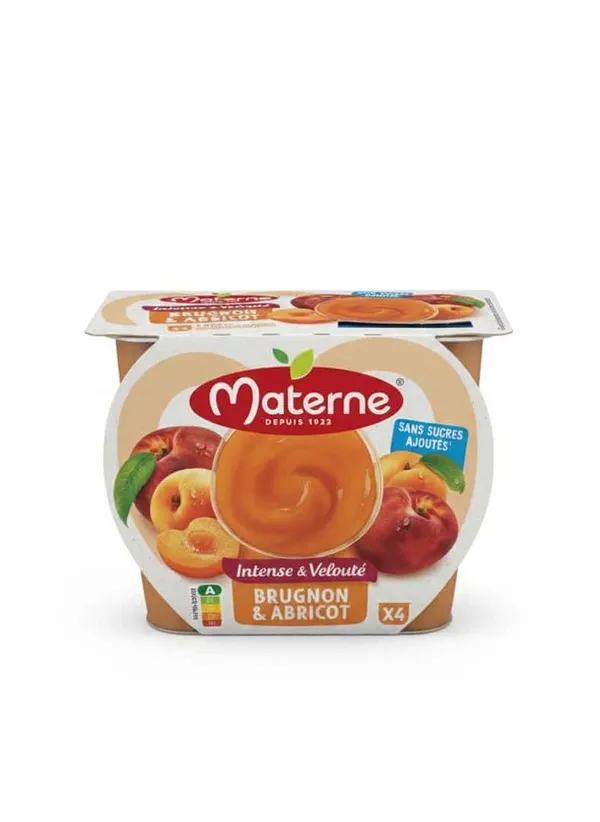 MATERNE – Coupelle Intense & Velouté Brugnon/Abricot Sans Sucre Ajouté - 4 x 97 g