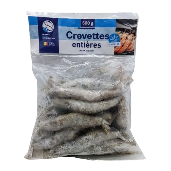 Général Food crevettes entières crues surgelées sachet 500g