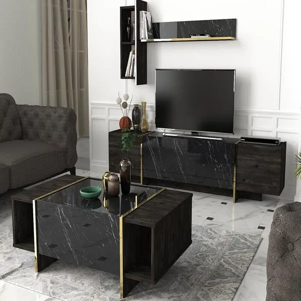 Table Téléviseur Veyron V2 Unit-noir 1.80M T805+TABLE Basse B805