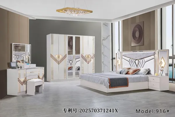 Chambre à Coucher 6 battants 5 pièces Blanc 916H