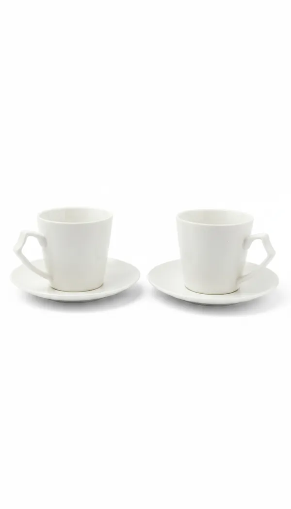 Service de Tasses et Sous-tasses Blanc - Paquet Rouge Blanc – 12 Pièces