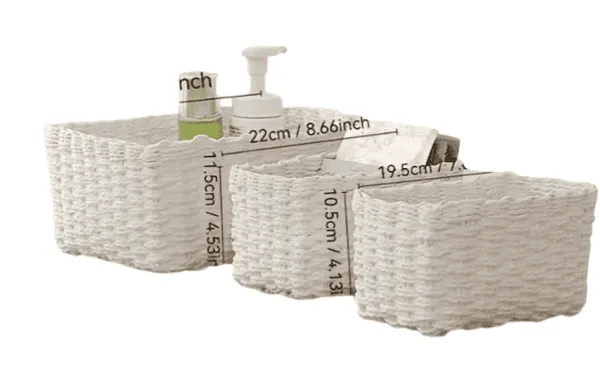 Lot de 3 Paniers de Rangement en Osier