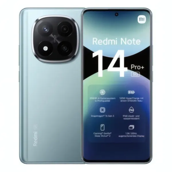 Redmi  |   Note 14 Pro+ 5G – 256 Go, 8 Go RAM  – Caméra 200 MP  Recharge 120W