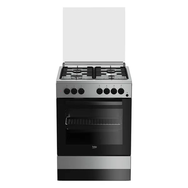 Cuisinière Beko 4 Feux A Gaz avec four électrique 60x60 Multifonction Acier Inoxydable Full Option FSE62110DX