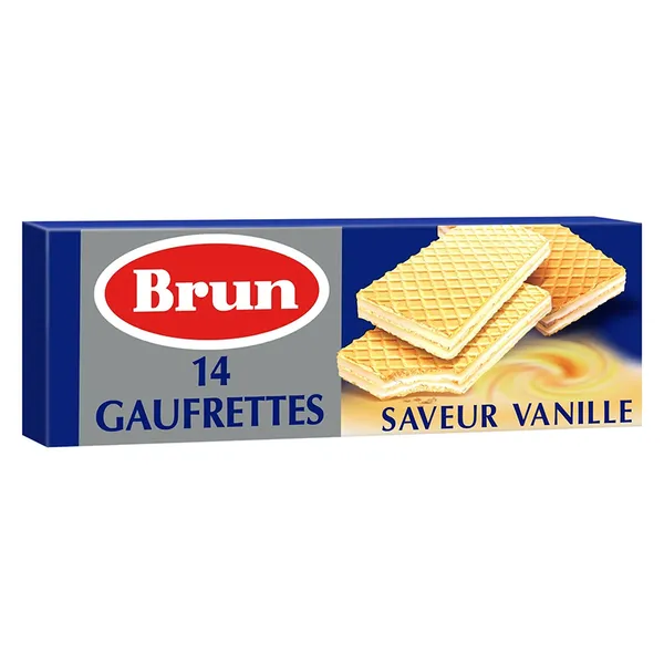 Biscuits gaufrettes fourrées à la vanille BRUN Le paquet de 14 biscuits - 146 g