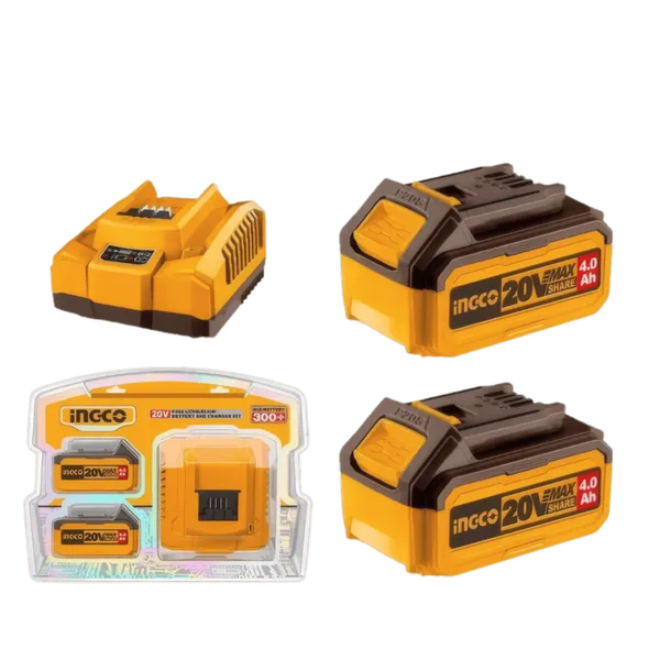 Kit Énergie Pro P20S : 2 Batteries Haute Capacité 20V (4.0Ah) + 1 Chargeur Ultra-Rapide 4A FBCPK1424