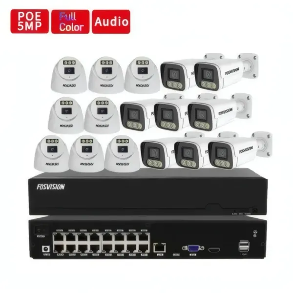 Kit NVR FOSVISION 16 Caméras de Surveillance IP PoE 5MP
