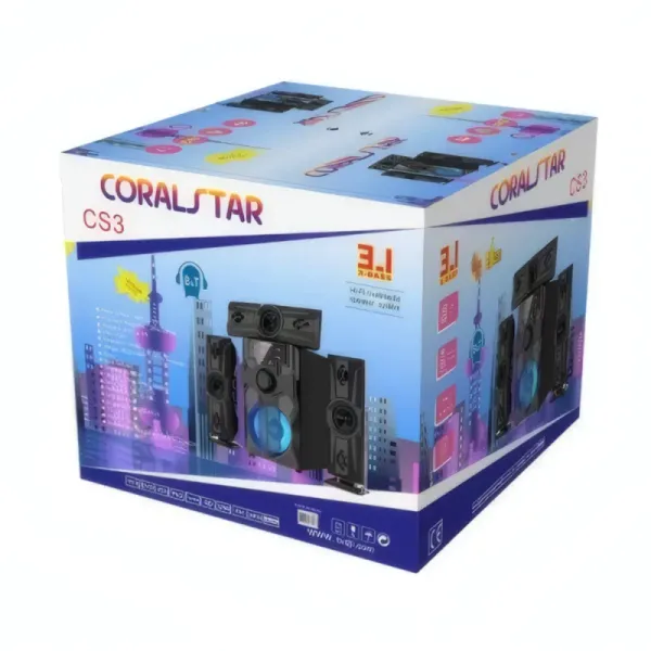 Haut-Parleur Multimédia CORALSTAR CS3 - Système 3.1 avec Bass 10000W PMPO
