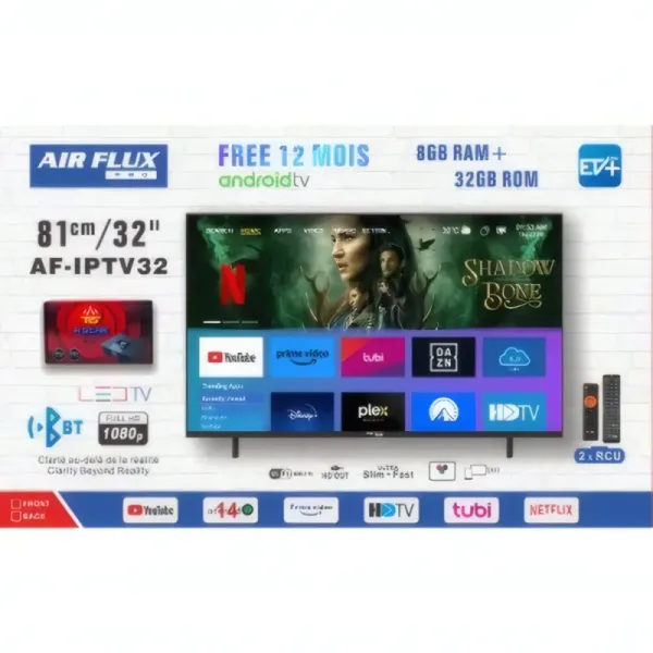 Téléviseur AIRFLUX Smart TV 32" avec Abonnement IPTV 1 An