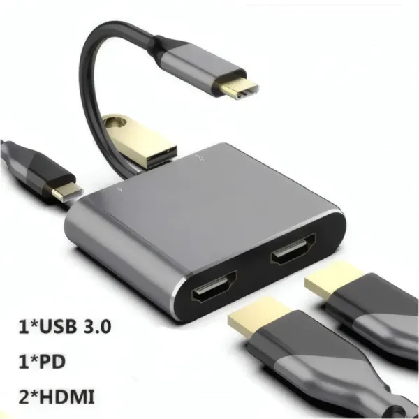 Convertisseur Type-C vers 2 Ports HDMI et USB3.0
