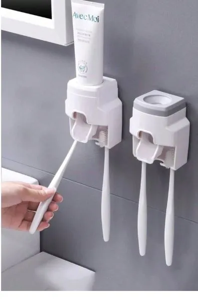 Distributeur de dentifrice avec support - Accessoire pratique pour salle de bain
