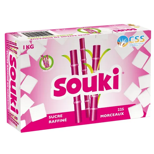 SOUKI – Sucre raffiné en morceaux – Boîte 1 kg