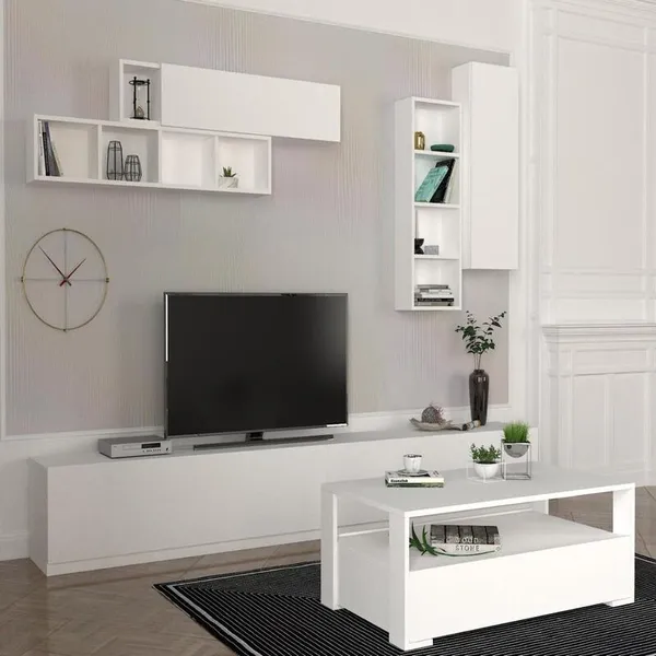 Table Téléviseur EG3 TV Unit Blanc 2.80 T701-3 + TB701 Blanc