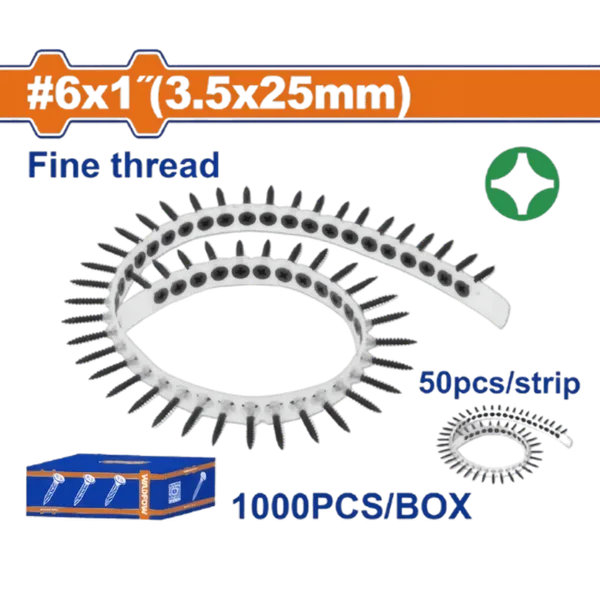 Vis autotaraudeuses Wadfow en bande, 3,5 x 25 mm, 1000 pièces
