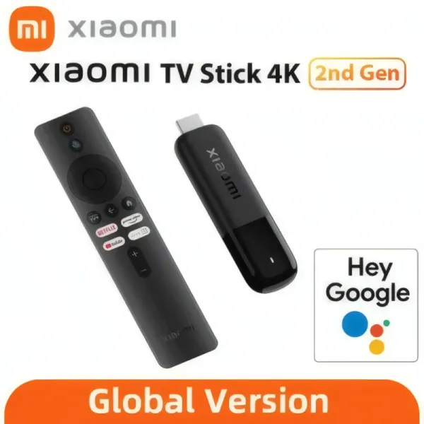 Xiaomi TV Stick 4K 2nd Gen Lecteur multimédia 4K - 8Gb - ARM Cortex-A55 Quad-Core - RAM 2Gb - Wi-Fi/Bluetooth 5.2 - Google Assistant - Compatible Dolby Vision, Dolvy Atmos et DTS HD - Android TV 11