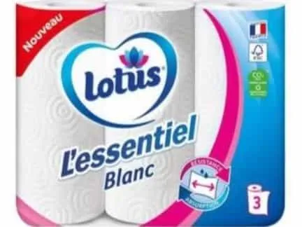 LOTUS - Lot de 3 Rouleaux d'Essuie-tout Ultra Absorbants