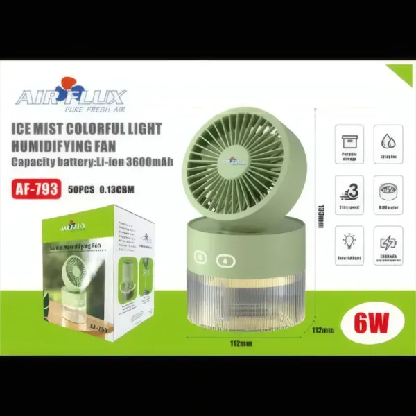 Mini Ventilateur Humidificateur Portable 3600 mAh - 3 Vitesses - Air Flux