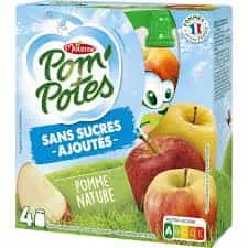 POM'POTES - Compote Pomme Nature Sans Sucre Ajouté - 4x90G