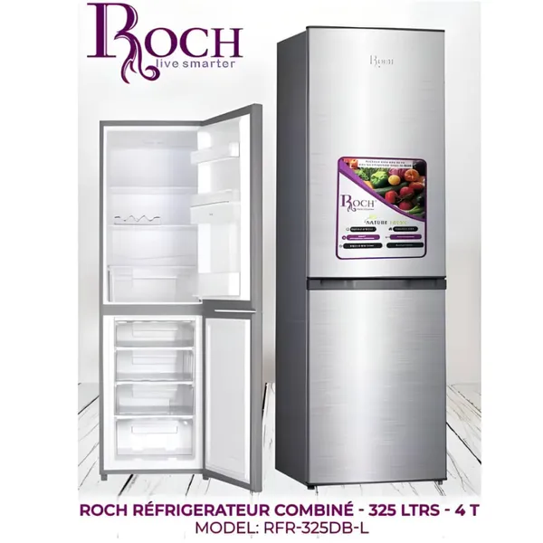 Refrigerateur Roch Combine Tiroirs 325LITRES Silver RFR325DBL