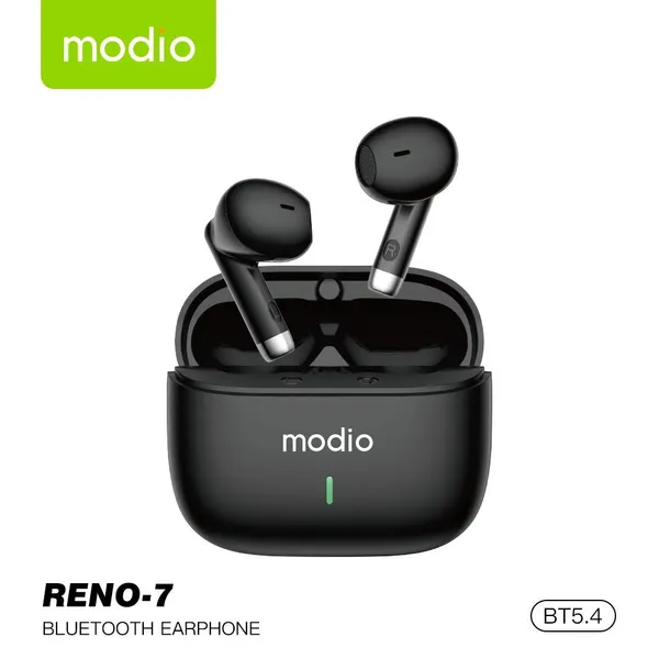 AirPods MODIO RENO-7 – Écouteurs Sans Fil Bluetooth, Son HD, Micro Clair, Autonomie Longue Durée, Boîtier Recharge Compact