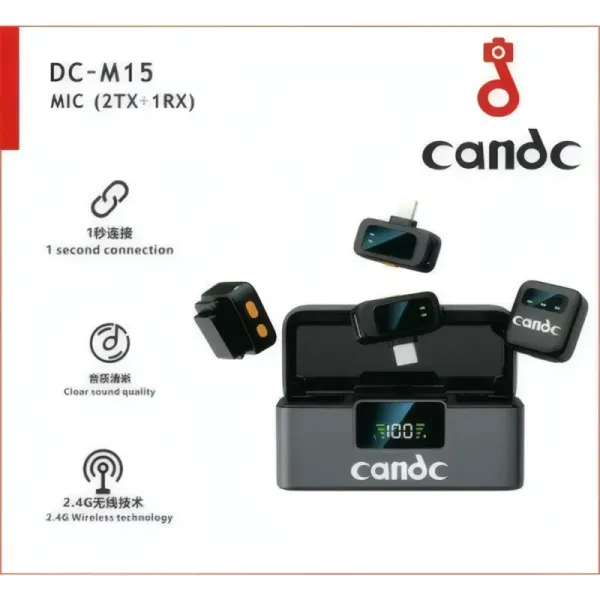 Microphone Cravate Sans Fil Professionnel CANDC DC-M15 - Double Micro