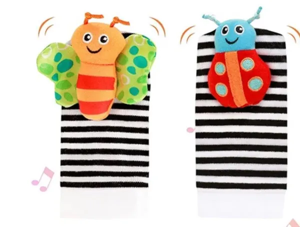 Ensemble Hochets Bébé Quatre Pièces Développement Sensoriel Précoce Stimulations Tactiles